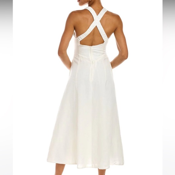 SOLD C/meo New Direction Linen-Blend Midi White Dress (XS). Engagement - Picture 2 of 9